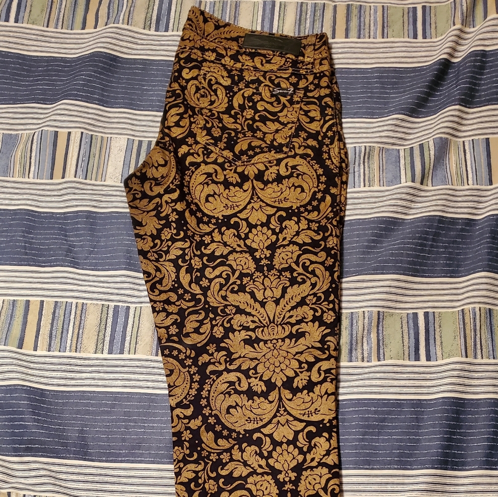 Seven 7, gold printed skinny jeans, size 10